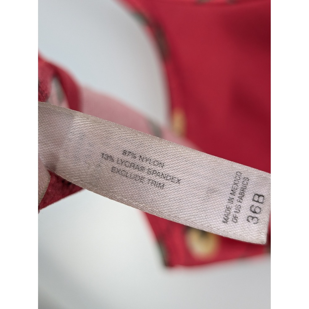 Vintage Y2K Victorias Secret Floral Satin Push Up Bra Size 36B Red Underwire - Picture 8 of 9